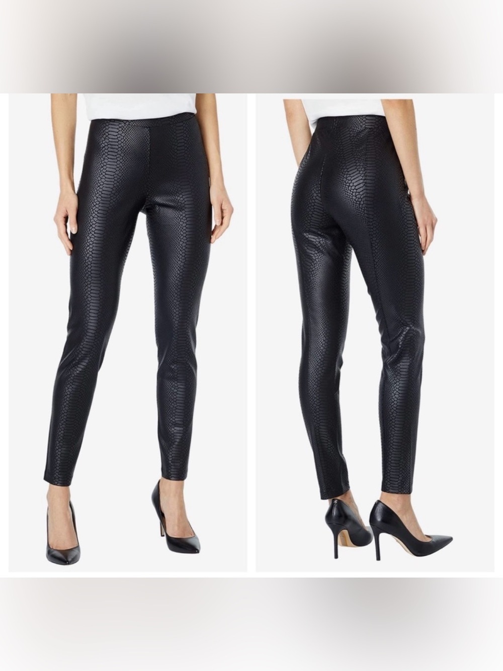 Vince Camuto Black Python Snakeskin High Rise Leggings Size Medium B12